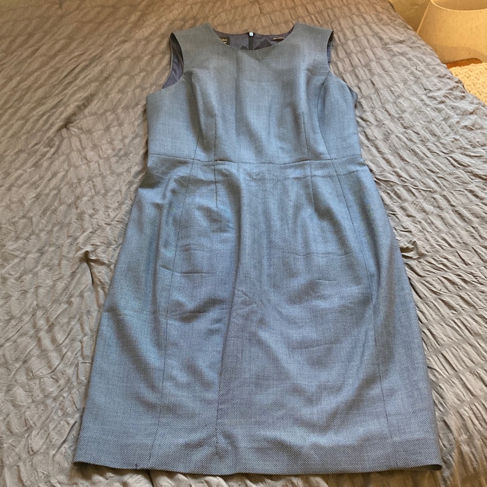 Brooks Brothers Blue/Navy Blue Sleeveless Wool Sheath Dress Size 8